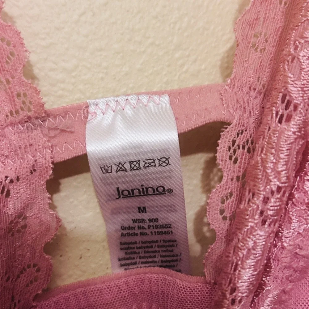 Janina Babydoll Lingerie Women Medium Pink Excellent Lace Sheer Romantic Nightie